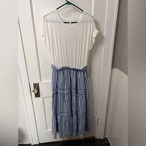 White and Blue Striped Dress